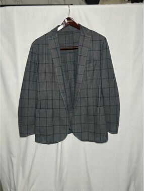 L.B.M. 1911 Tailored Gray Windowpane Check Men's Blazer [COPY]